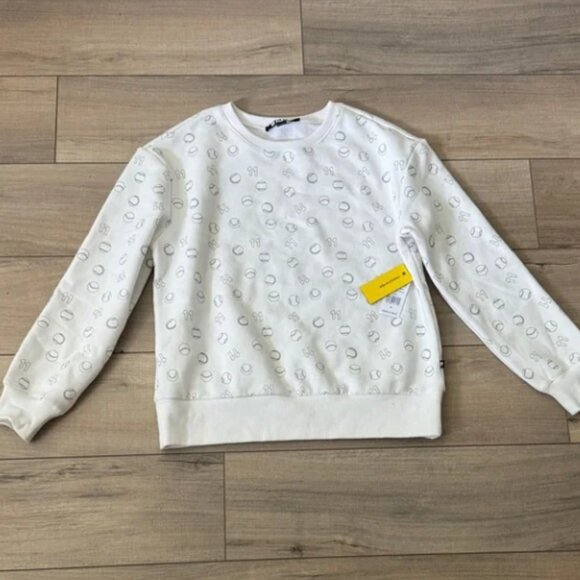EleVen by Venus Williams White Graphic Crewneck Sweater - Picture 1 of 4
